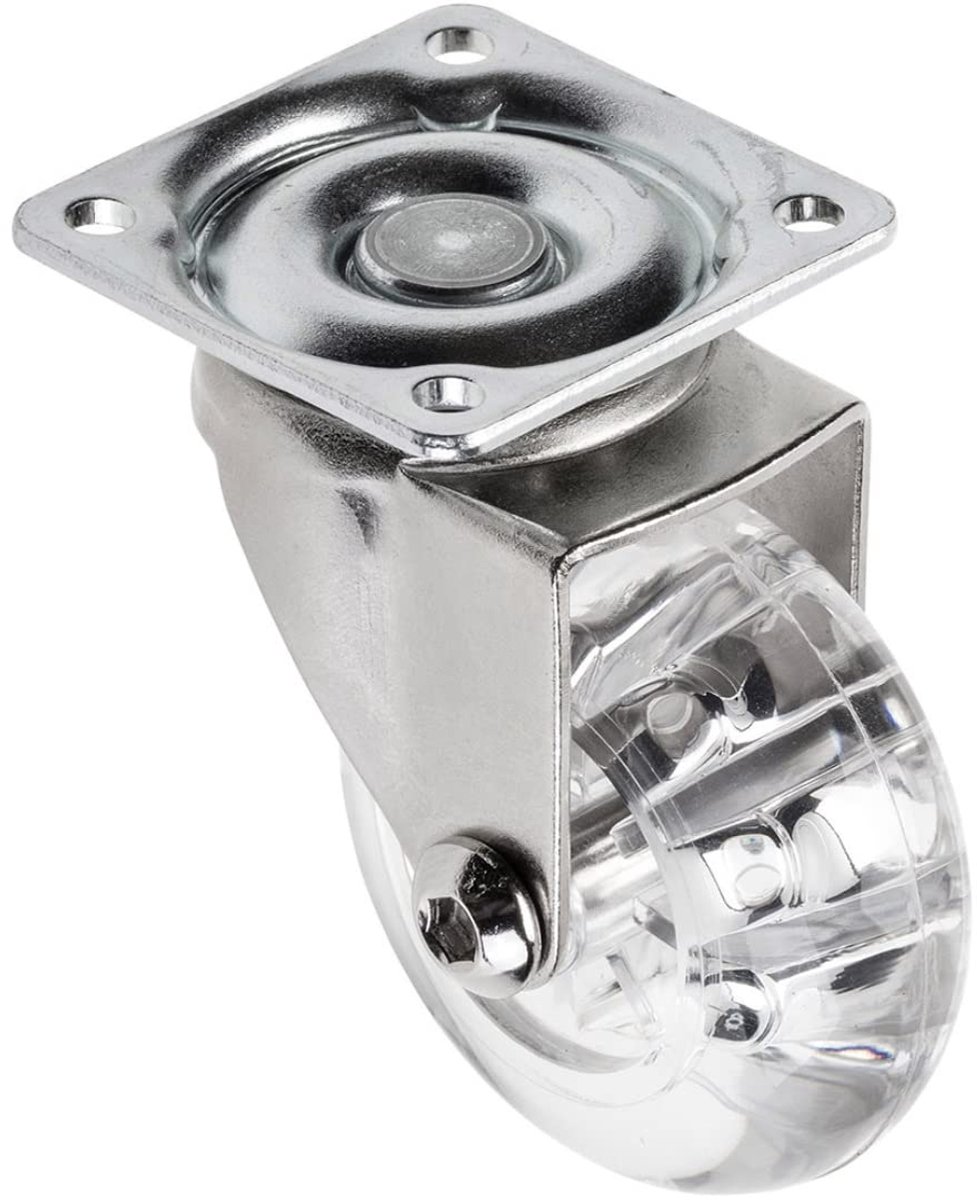 - Meubelwiel BRAZYLIA zonder vergrendeling - zwenkwielen voor meubels - staal/PC/PU - diameter 50 mm - zwenkwielen 360 graden - totale belasting per rol 40 kg - transparant
