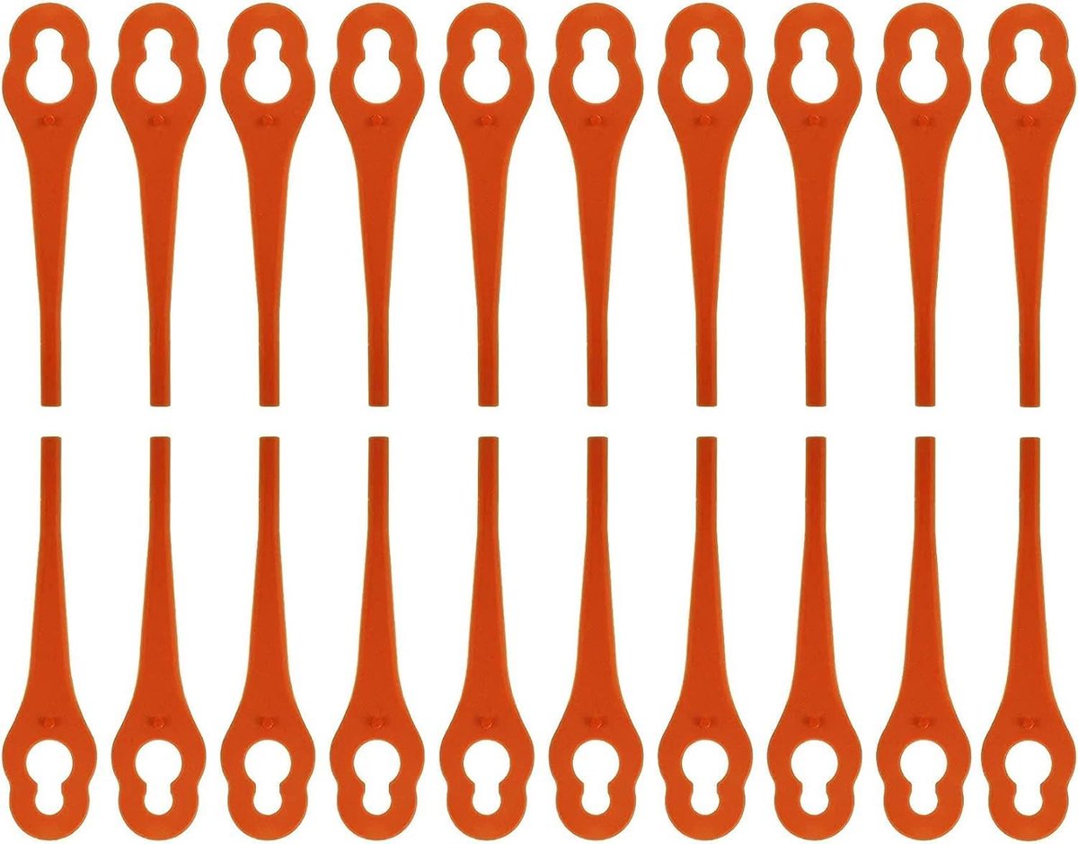 100 stuks reservemesjes, compatibel met Fuxtec grasmaaier FX-E1RT20, kunststofmesjes voor Fuxtec accu-grasmaaier