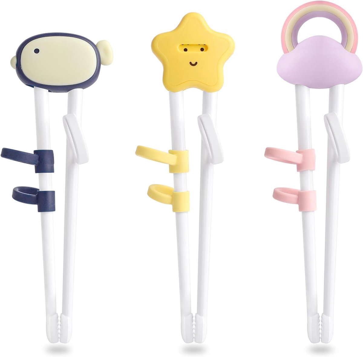 Eetstokjes kinderen, Witbicg stokjes kinderen kinderstokjes Chopsticks Kids eetstokjes hulp stokjes sushi stokjes schattig dier-cartoon-ontwerp, geschikt voor kinderen, beginners, konijn