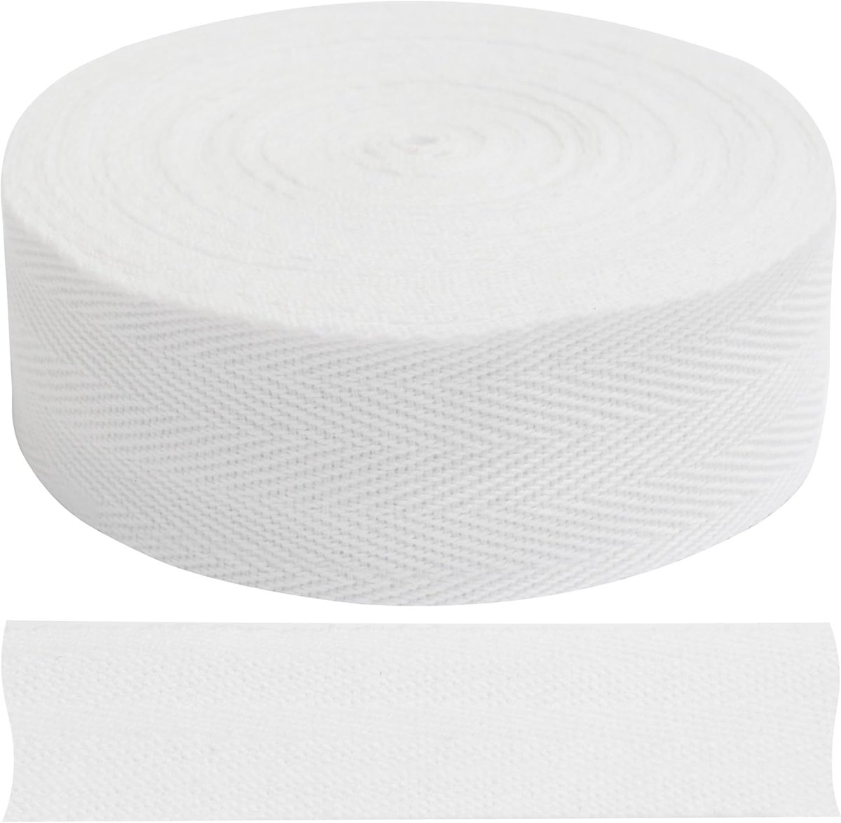 - C77653 - kepergalonband met visgraatpatroon 9 meter x 30 mm - katoen - kleur wit