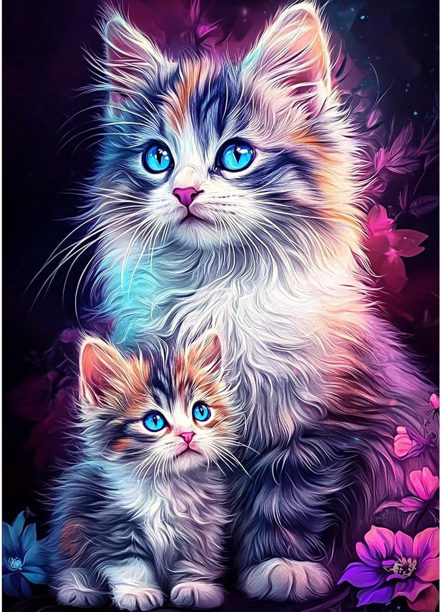 Kat Diamond Painting Art Kits Volwassenen, DIY Diamond Art Painting Kits 2 Katten, 30x40 cm Volledige Diamond Art Kits Volwassenen, Langharige Katten Diamant Schilderij Craft voor Vrije Tijd