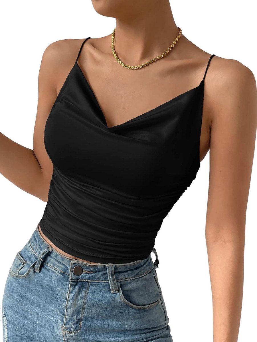 Dames Cami Top Sexy Draped Top Elegant Top Mouwloos Crop Tops Dames Met Ruches