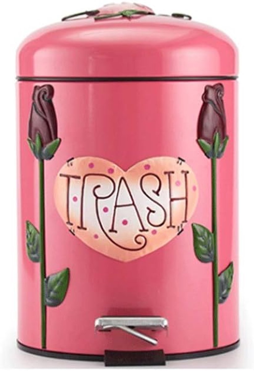 Huishouden met deksel Step Trash Can leuke kinderen Woonkamer Slaapkamer Badkamer Waste Barrel 6L Vuilnisbak