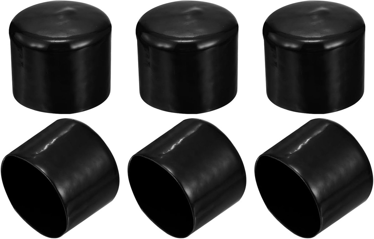52 mm/2,05 inch rubberen eindkappen, 6 stuks schroefdoppen hoezen flexibele bout beschermer PVC voor schroefbout uiteinden buis draad kappen, zwart