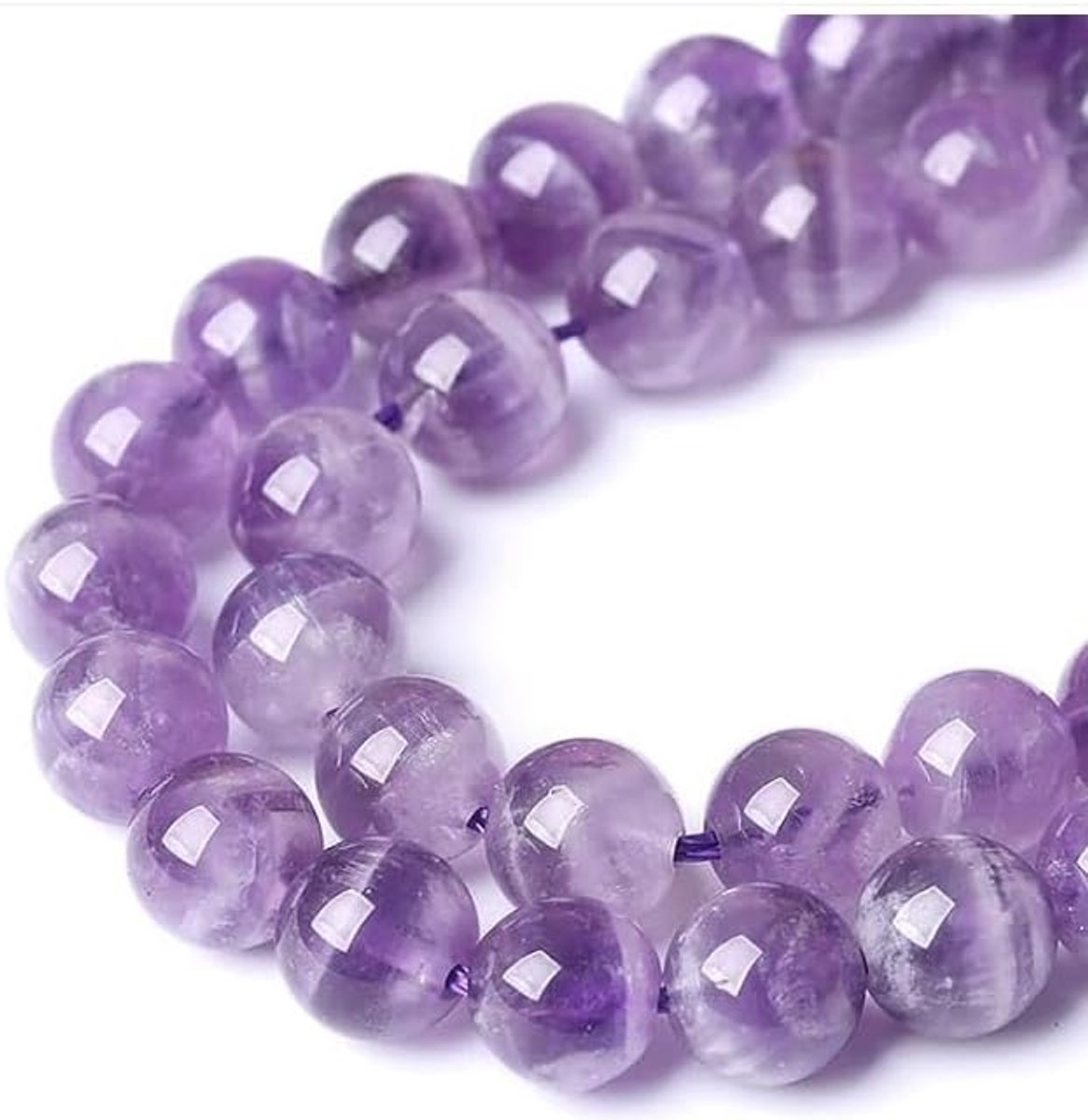 Kralen, ronde edelsteenkralen met gat voor het maken van sieraden, knutselen, rijgen, doe-het-zelf armbanden, halskettingen, sieraden maken (amethist, 8 mm)