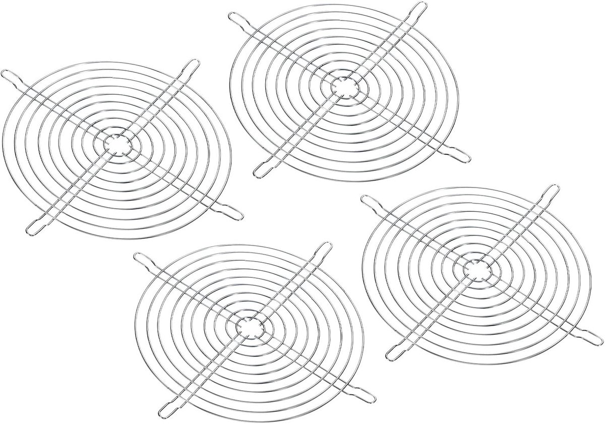 200mm Ventilator Vingergrill, 4-pack Metalen Grill Beschermer Beschermkap voor 200x200mm Ventilator Beschermende Afdekking DIY, Zilver