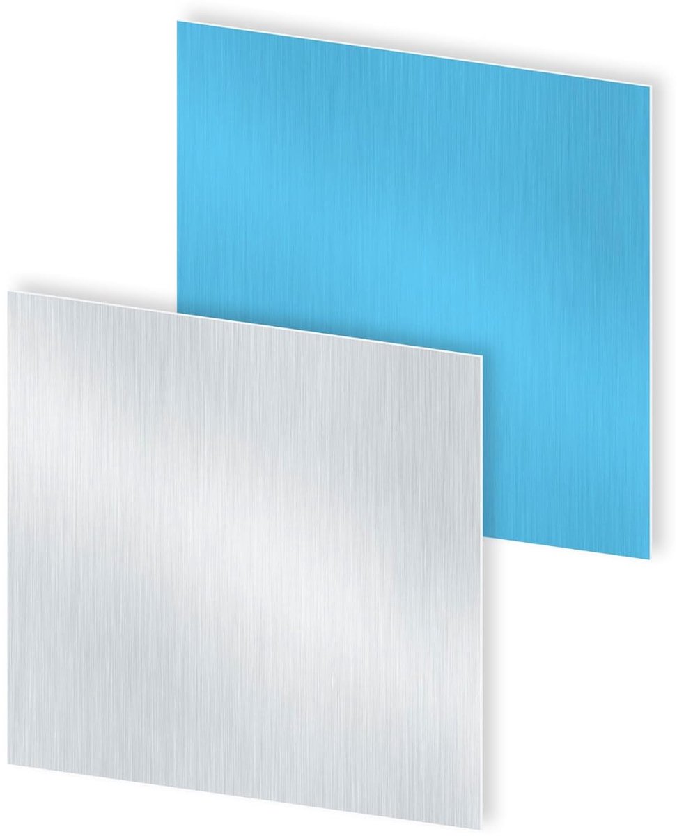 6063 aluminiumplaat met dubbelzijdige beschermfolie, 80 mm x 80 mm x 0,8 mm wanddikte, vierkante aluminiumplaat (2 stuks)