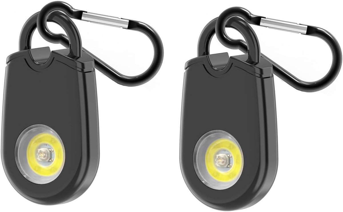 Alarm Sleutelhanger 2 Pack met Strobe Light 125dB Noodveiligheid Alarm voor Vrouwen Kinderen Ouderen Mannen Veiligheidswaarschuwing Apparaat Draagbaar Zwart