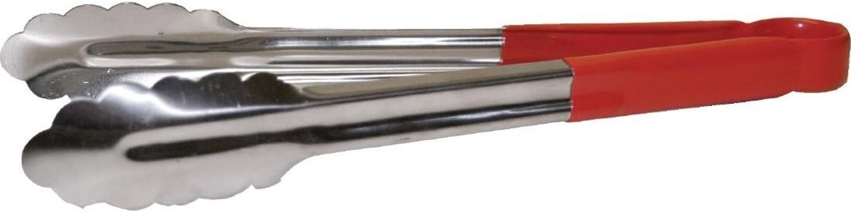 pro-grade keukentang met kleurcode, 300 mm, rood, roestvrij staal, kleurcode rood voor rauw vlees, handgrepen met vinylcoating | cb154