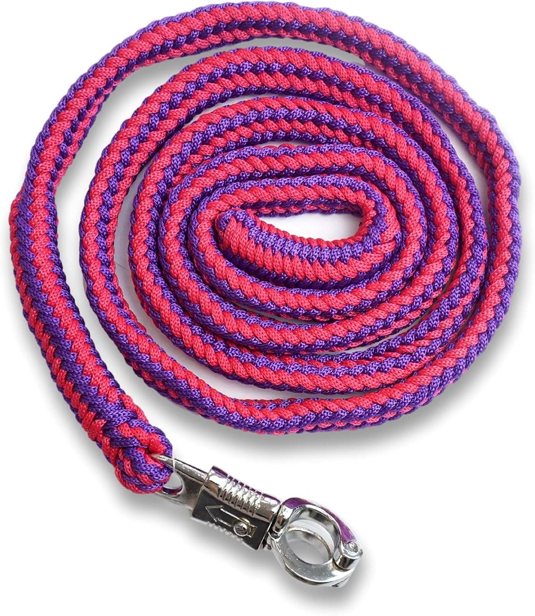 Bindtouw voor paard Anbindtouw voor paarden met stevige paniekhaak Lengte 2m veel kleuren (Rood-Lila)