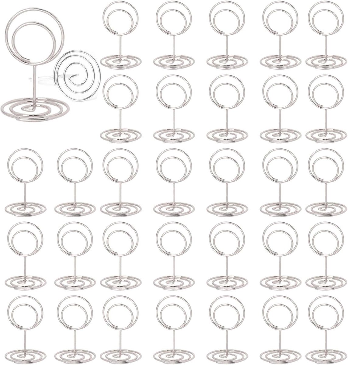30 stuks tafelkaarthouder voor bruiloft, memo-clip, bruiloftsfotohouder, tafelnummerhouder, voor bruiloft, foto, kantoor, banket, feest (zilver rond)
