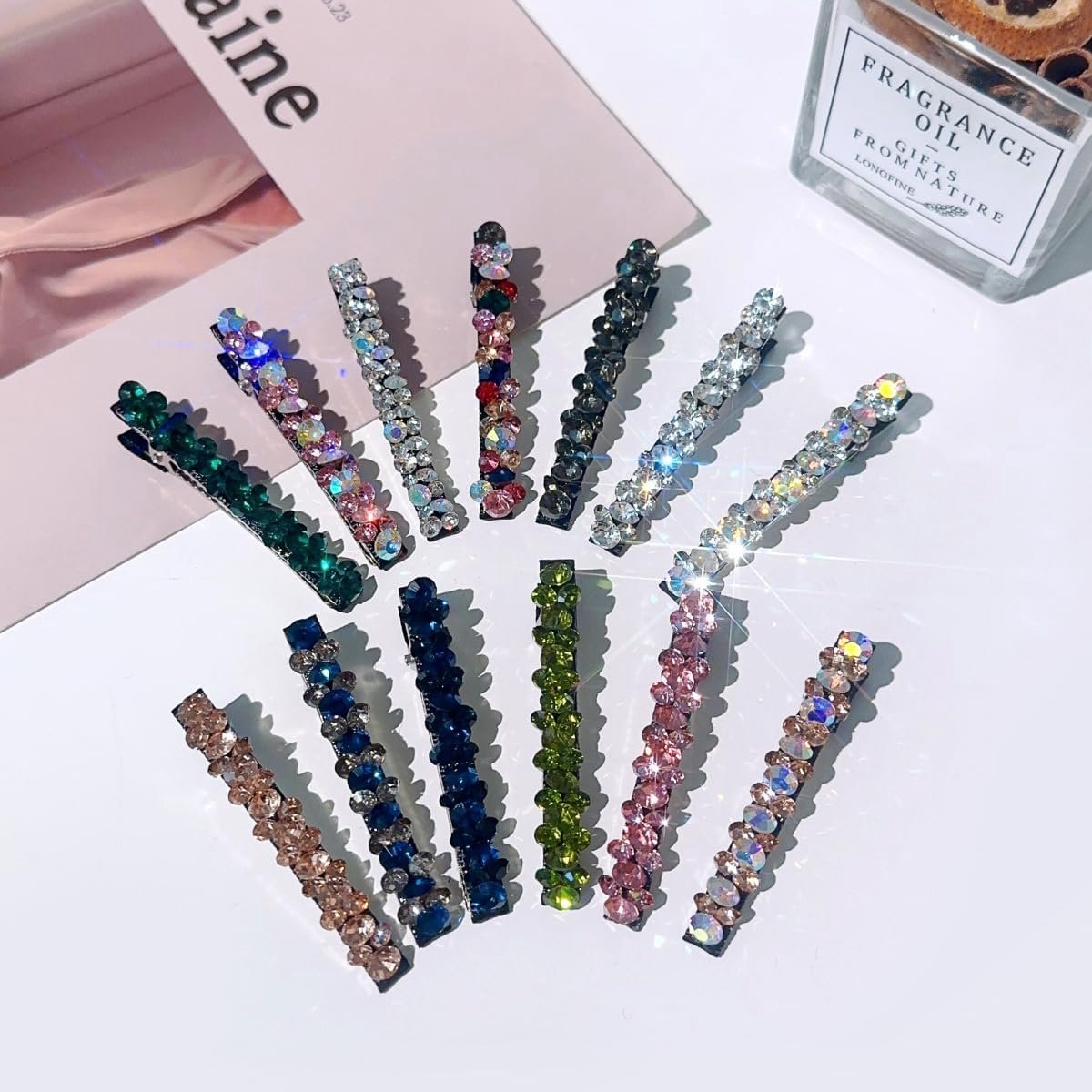2 stuks 8 cm kleurrijke strass haarspeld glanzende haarspelden kristallen haarspelden haaraccessoires haarspeldjes haarspelden hoofddeksel voor vrouwen en meisjes dagelijks dragen bruiloft feest, AB
