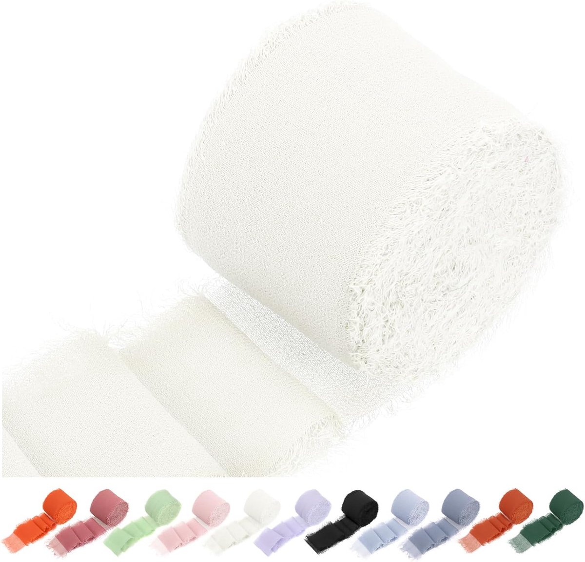 Chiffon Lint Met Franjes - Handgemaakt Zand en Naakt Lint Voor Geschenkverpakking, Handwerk en Decoratie