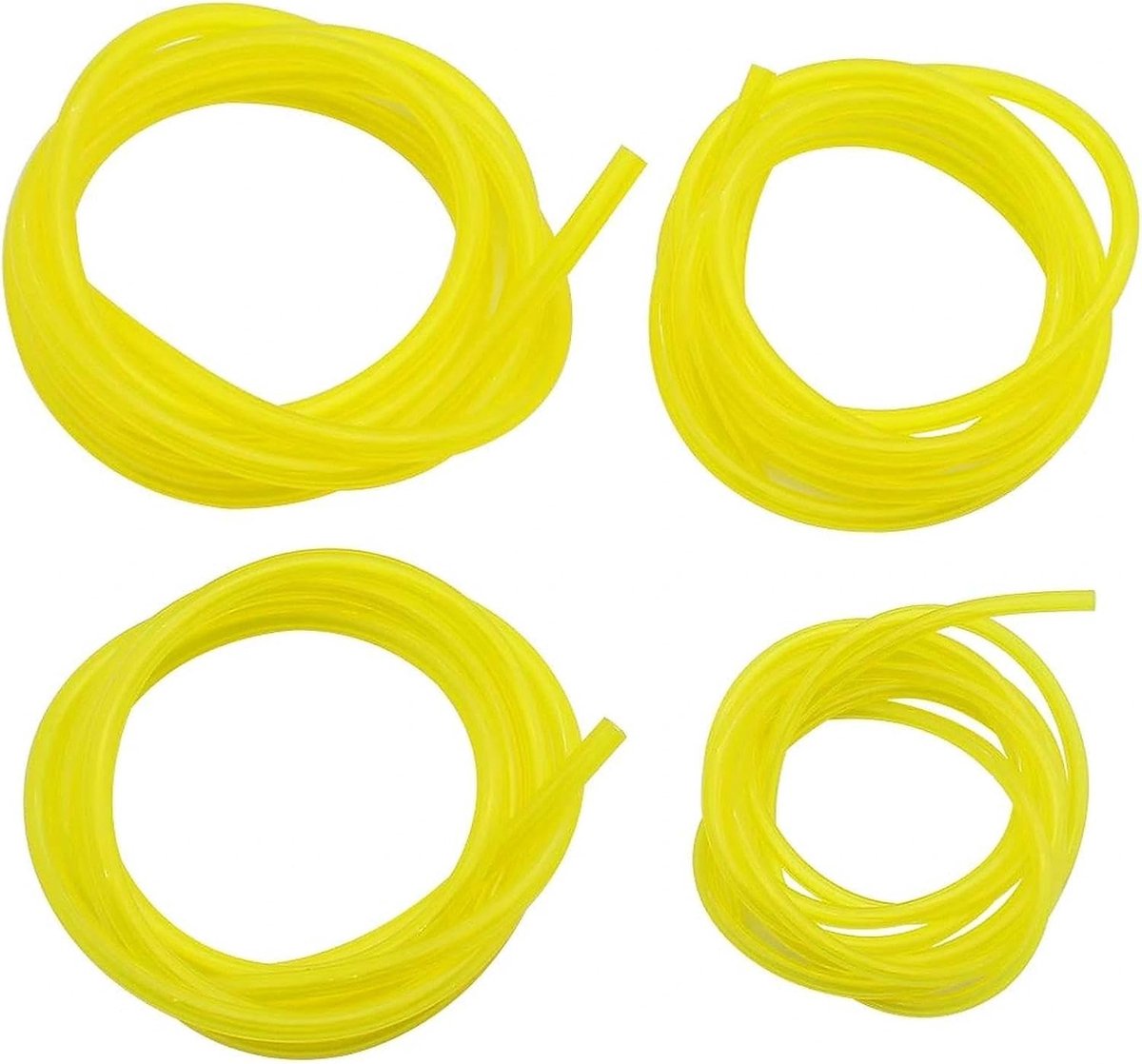4 Pieces Fuel Hose Pipe Petrol Hose Flexible Length 1.5 m Oil Hose Diesel Fuel Line Replacement Clear Tubing Fuel Lines Yellow Transparent Tubing Accessories for Chainsaw Blower Outdoor