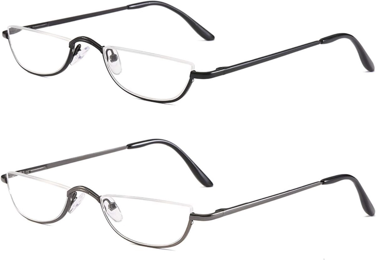 Frame Leesbril Lente Scharnieren voor Mannen Vrouwen Slanke Half Maan Lens Lezers Metalen Semi Randloze brillen