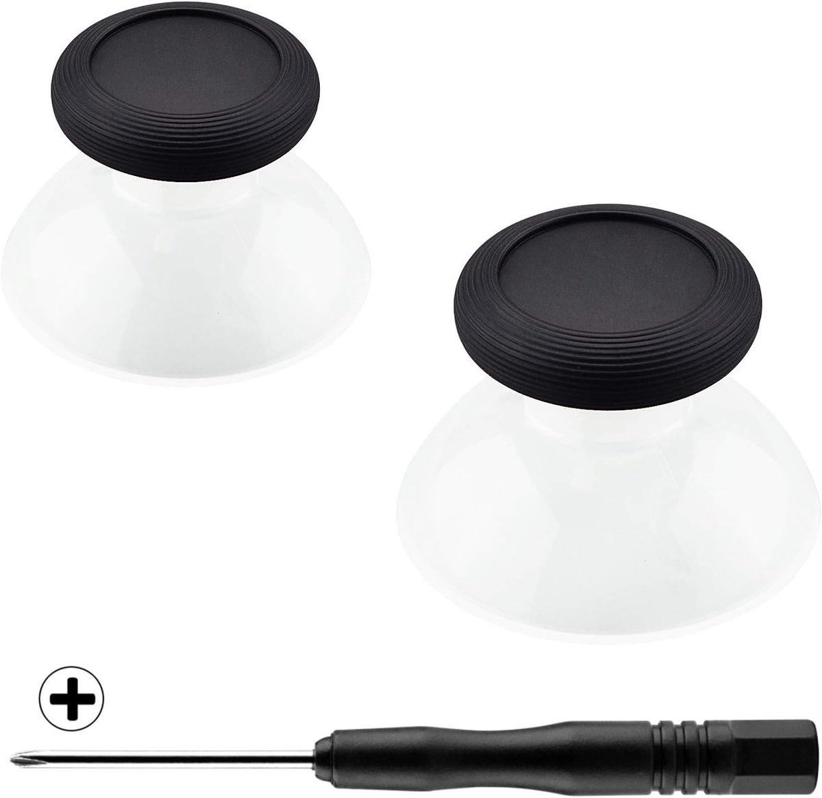 eXtremeRate Zwart & Helder Tweekleurig Vervangende 3D Joystick Duimsticks, Analoge Duimsticks met Kruisschroevendraaier voor Switch Pro-Controller