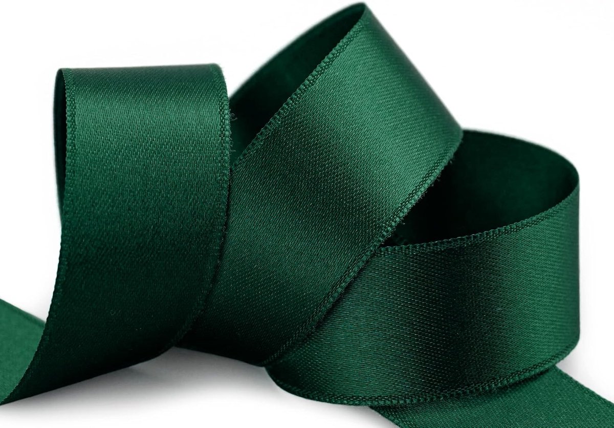 25 m x 25 mm satijnen lint TANNENGRÜN donkergroen (035) dubbelzijdig lint van satijn zonder draad zacht en glanzend cadeaulint decoratief lint double face decoratief lint decoreren