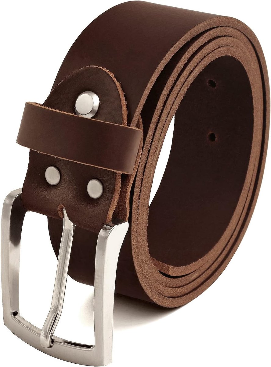 ® riem heren lederen riem gemaakt van buffelleer voor heren jeans echt leer bruin 38mm breed kan worden ingekort type: # Br007-02
