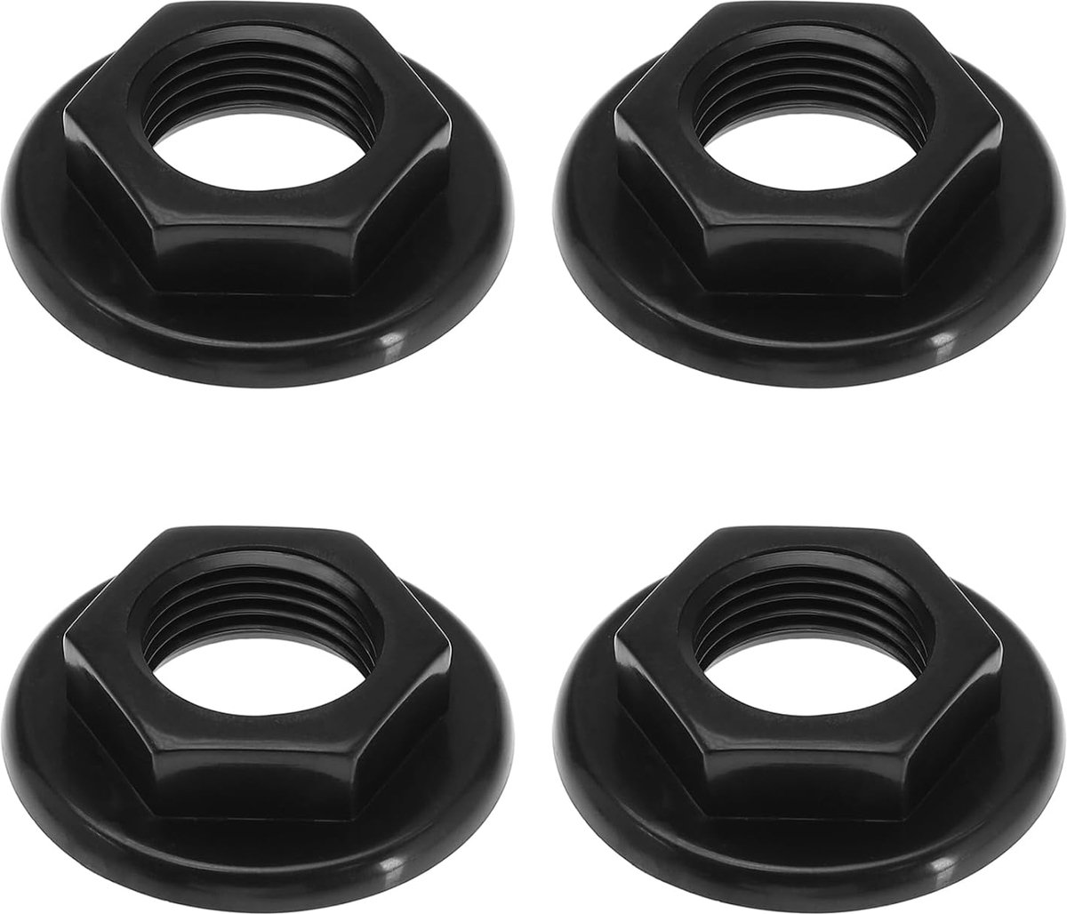 Set van 4 stuks 1,27 cm BSP kunststof gootsteenkraan moeren voor badkamer wastafelkranen, mixers, ronde moeren met achterflens, thuisgereedschap, zwart