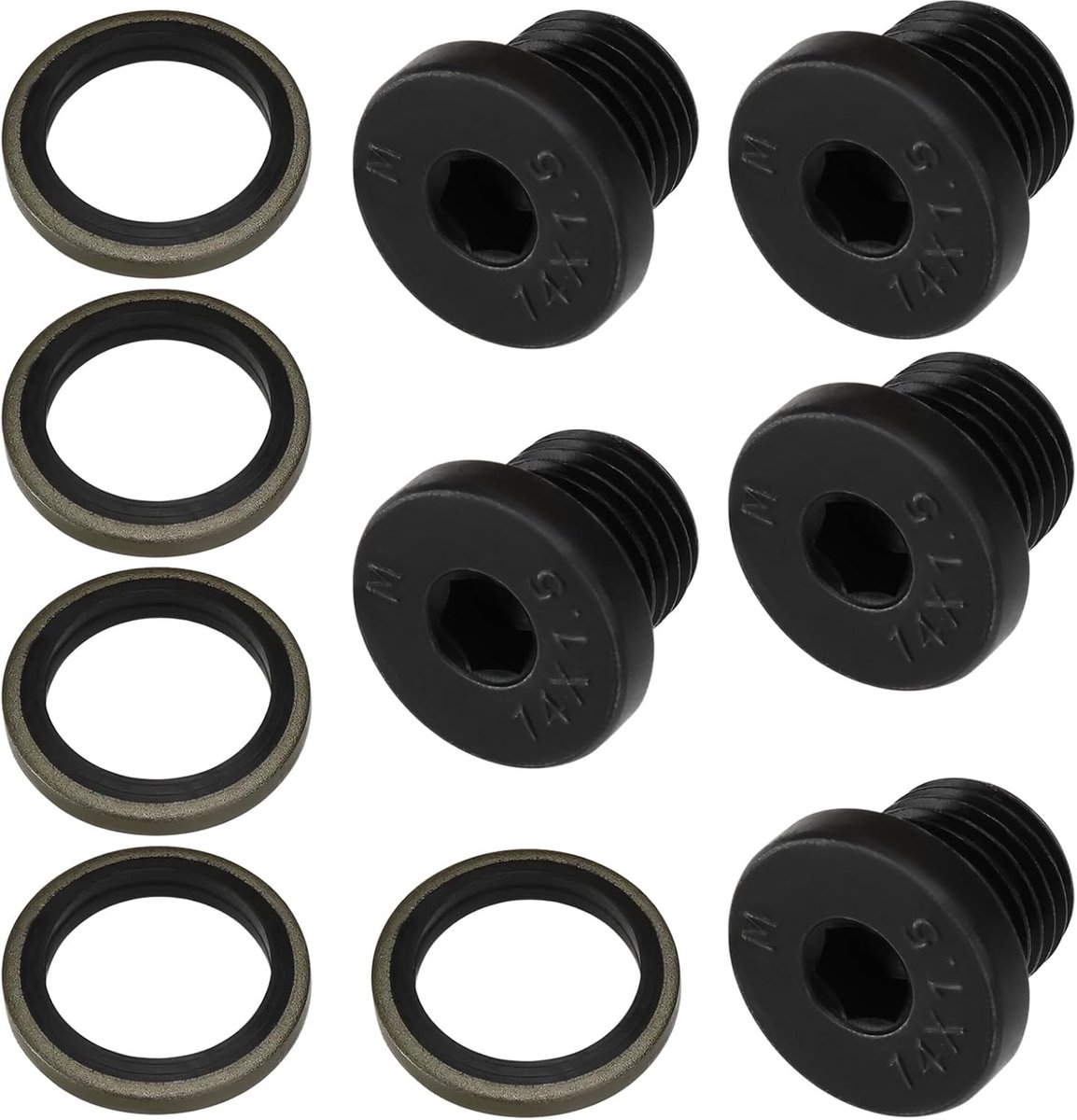 5 stuks zwarte auto carter olie aftapplug M14 x 1,5 mm N 016 027 6 N 016 027 6 S compatibel met V W compatibel met Porssche met afdichtring