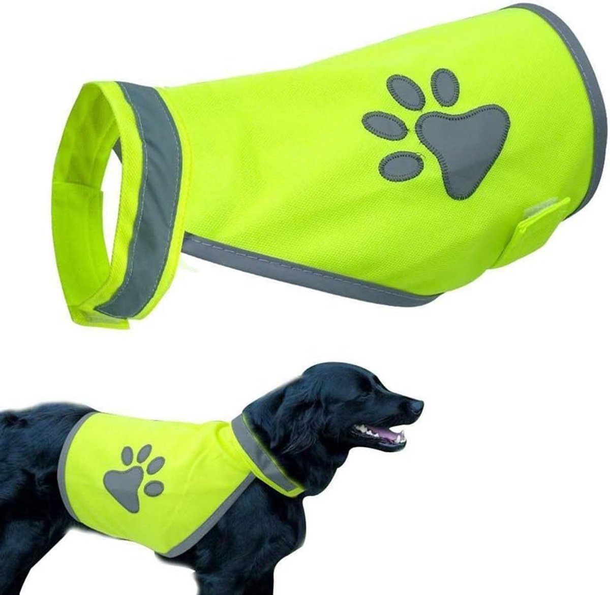 Veiligheidsvest voor honden, reflecterend, hoge zichtbaarheid, kleding voor kleine en grote honden, veiligheidsharnas voor outdoor-activiteiten, wandelen, pootafdruk