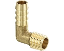 Verbindingsstuk Hoekstuk Messing Buis 3/8 inch Barb x 1/4 inch NPT Mannelijk 90 Graden Verbindingsstuk voor Messing Buis voor Water Brandstof Lucht
