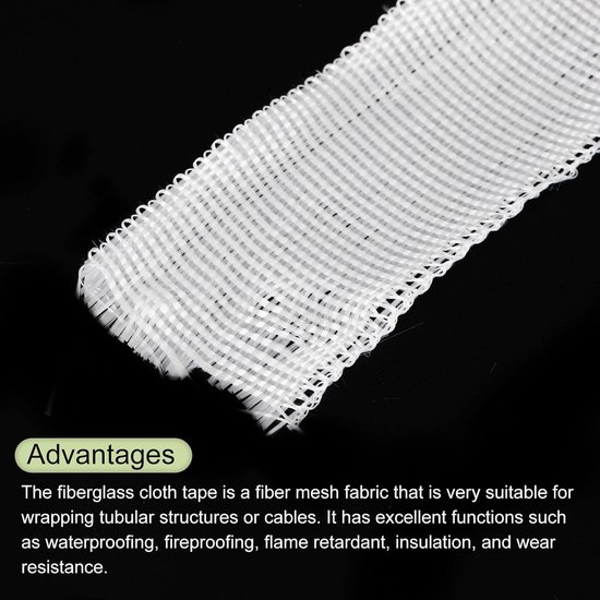 Weefseltape glasvezel netweefsel geweven glasvezelstoffen isolatietape 30 m (33 yard) x 25 mm x 0,17 mm voor versterking en reparatie — afbeelding 3
