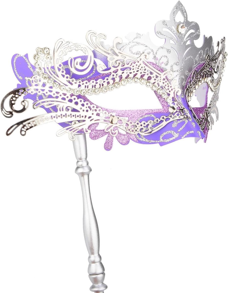 Maskerade masker met stok, Mardi Gras Deecorations Venetiaanse maskers voor dames