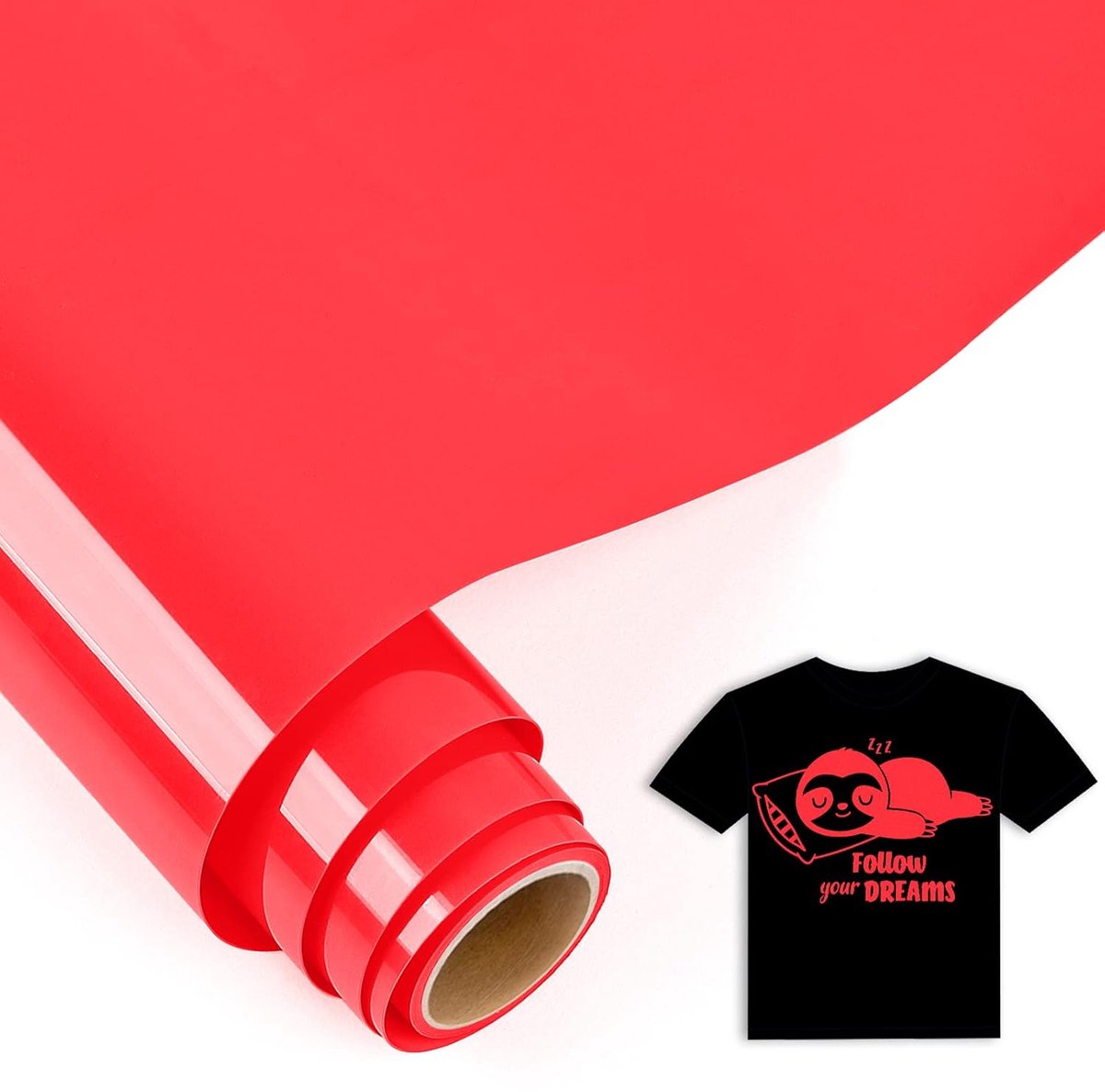 Plotterfolie, textiel, rood, 30,5 x 152,5 cm, flexfolie, plotter, voor Cricut Maker, Silhouette Cameo, textielfolie, voor kleding, mutsen, broeken, andere stoffen