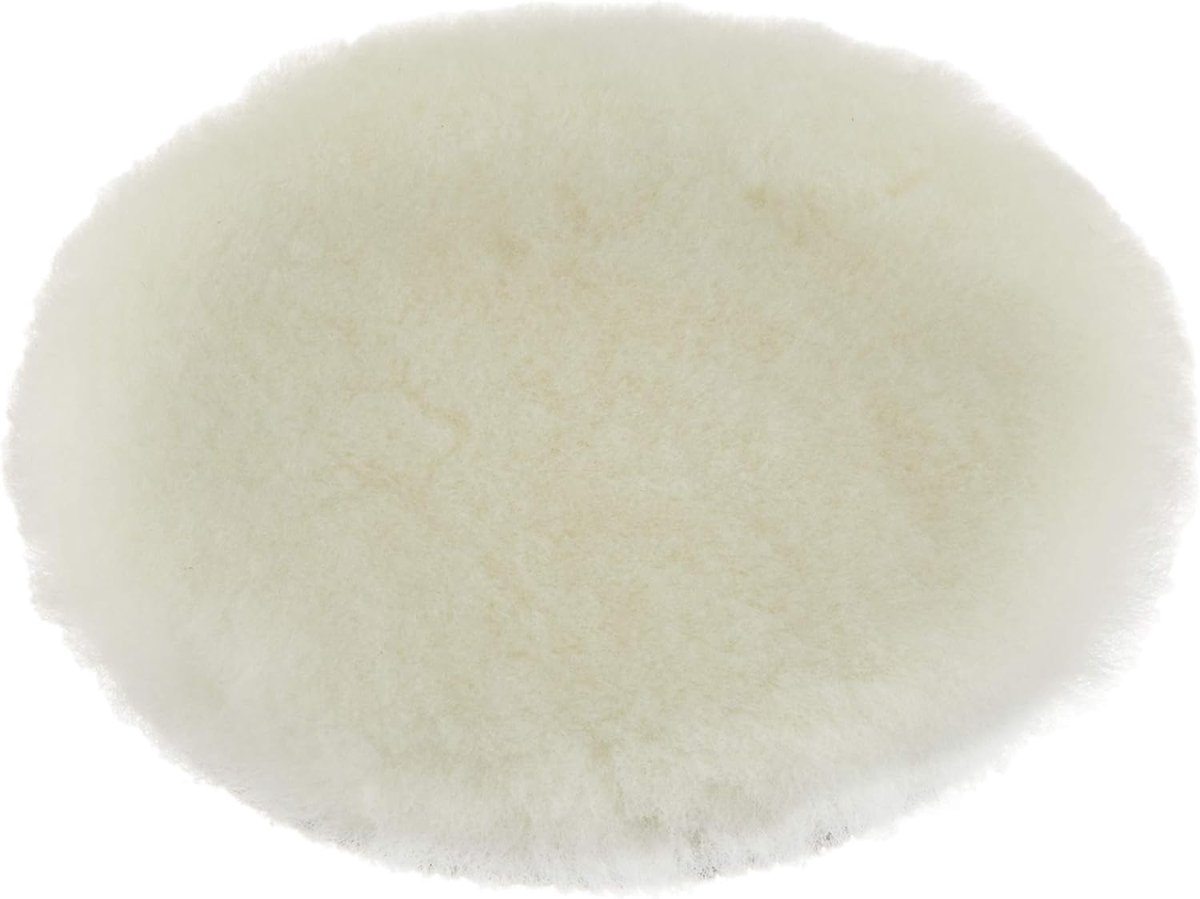 Premium lamsvel pad 150 mm, naturel, schuurt en polijst de autolak, verwijderingsdikte 9/10, wit