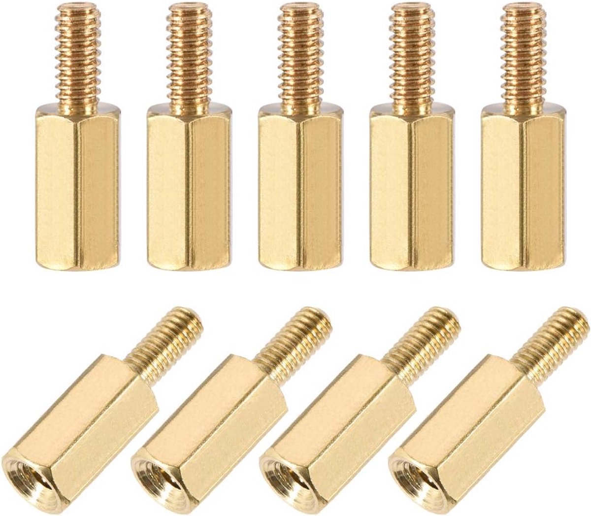 sourcing map 20 stuks zeskant afstandsstukken mannelijk vrouwelijk messing spacer afstandhouders M2,5x9mm + 6mm voor FPV PCB moederbord