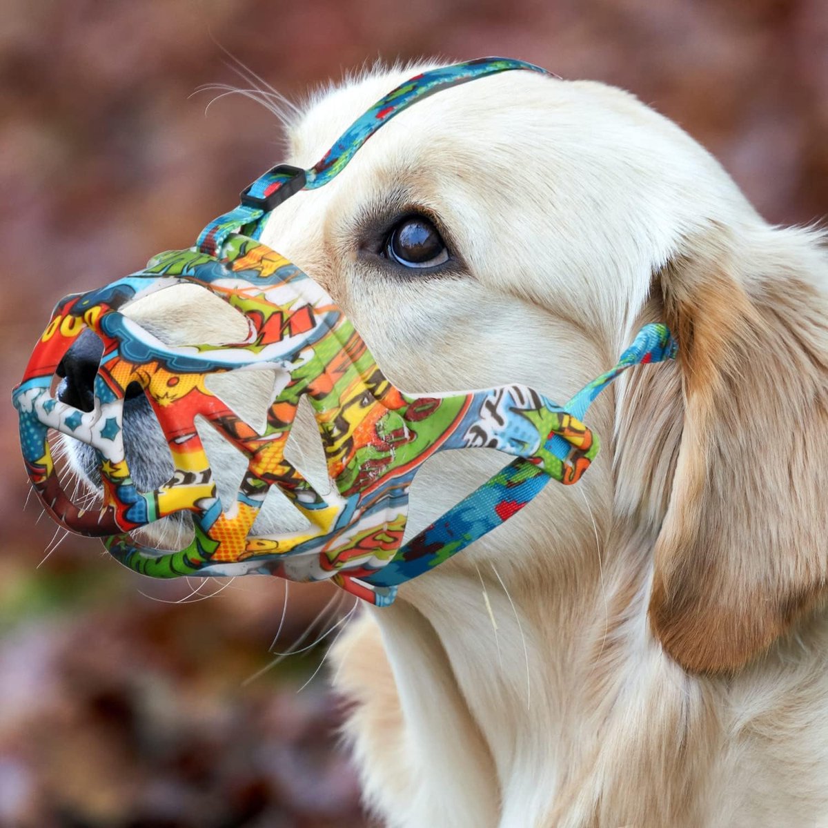 bedrukte mandmuilkorf voor kleine, middelgrote en grote honden teckel, beagle, Duitse herder, ademende muilkorven voor huisdieren om bijten, kauwen te voorkomen, maakt hijgen en