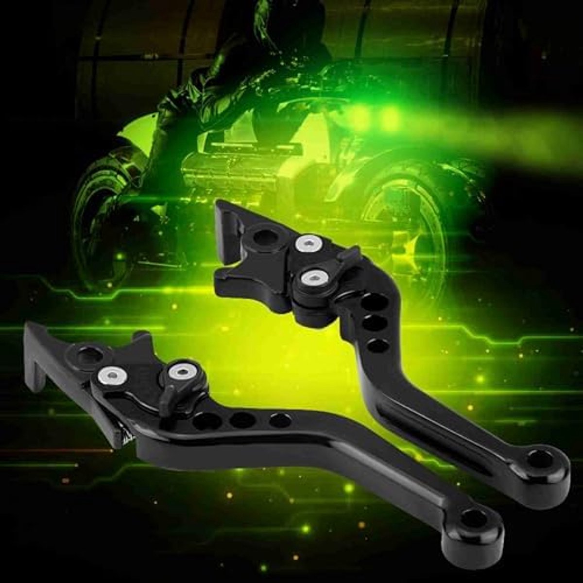 qiilu 1 paar universele motorfiets koppeling remhendel hendels, cnc aluminium motorfiets scooter modificatie dubbele schijfremhendel (zwart)