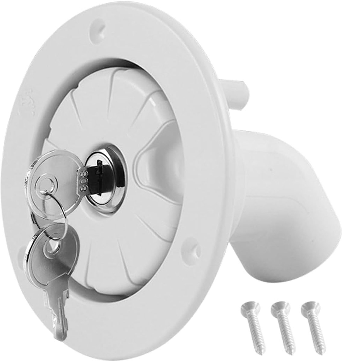 Afsluitbare dop voor de meeste verswaterinlaten op campers en aanhangwagens, inlaatfilter afsluitbaar, voor camper caravan aanhangerboot (Wit)