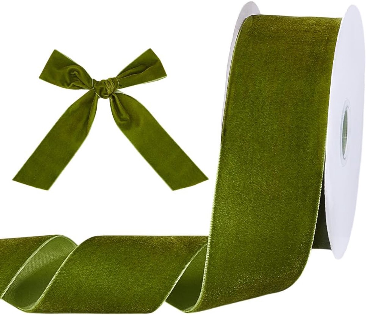 PandaHall 10 meter olijfgroen fluwelen lint, 2 inch enkelzijdig lint fluwelen satijnen linten trimmen linten voor St Patrick's Day geschenkverpakking boog maken bruiloft feest deoraties