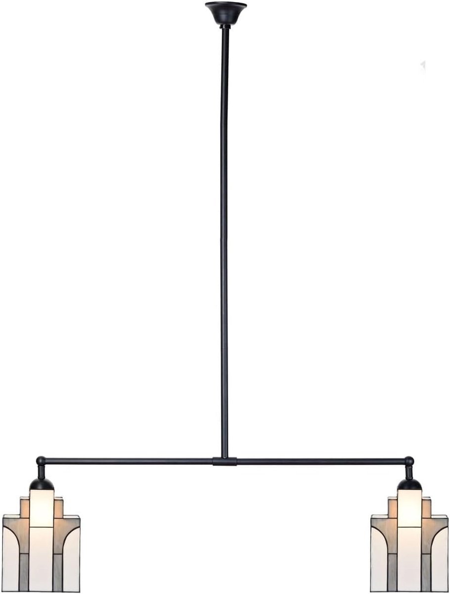 T-lamp 2 lichten - Cubistisch glas - Nieuwe kleurmix wit en grijs - Creëert sfeer boven tafel - SnelShoppen