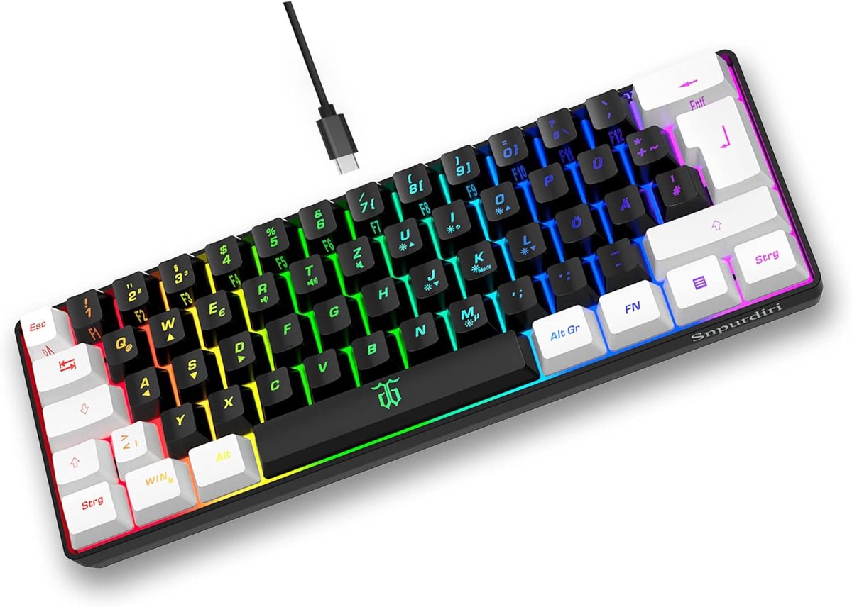 Gaming Toetsenbord 60% - Compact RGB Toetsenbord - Wired Type C Verbinding - Ideaal voor Thuis en Kantoor - SnelShoppen