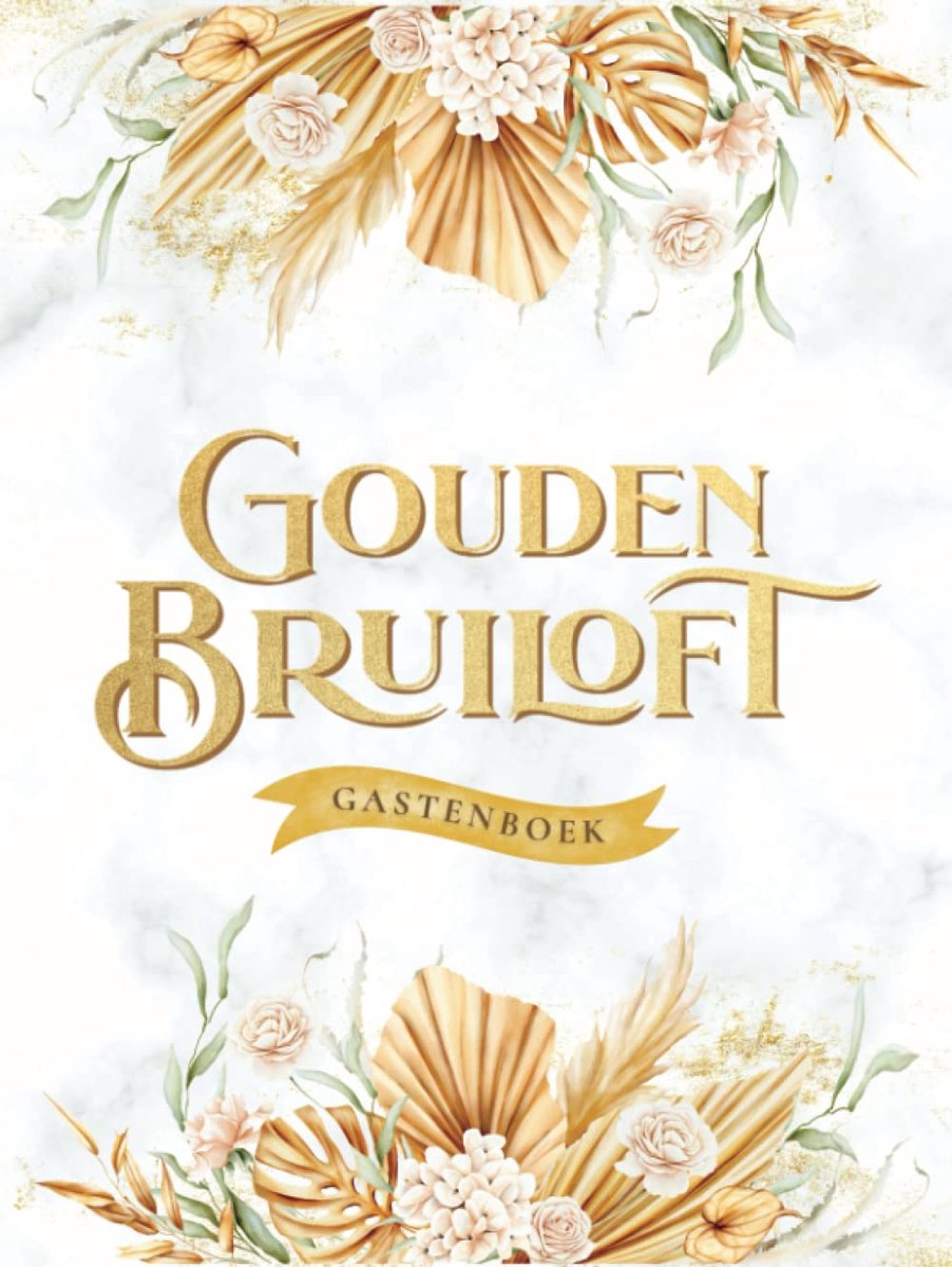 SnelShoppen - Gouden Bruiloft Gastenboek - Luxe Hardcover Gastenboek met Bladzijden voor Berichten en Handtekeningen - Perfect voor Bruiloften en Jubi