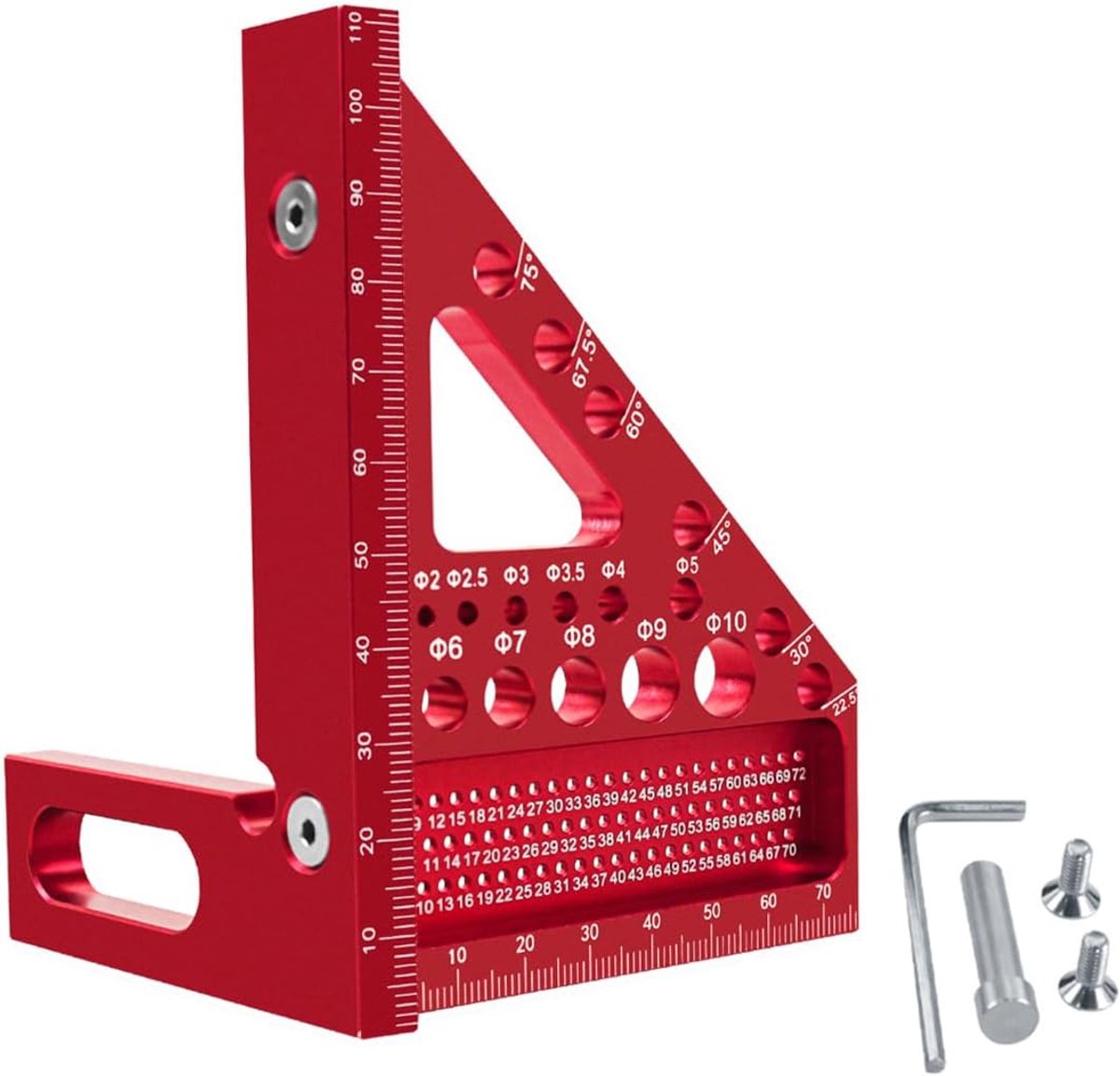 3D Speed Square met 11 boorgaten en positioneringshulpmiddel Nauwkeurige timmermanswinkelhaak 22 5 tot 90 graden aluminiumlegering combinatiewinkelhaak