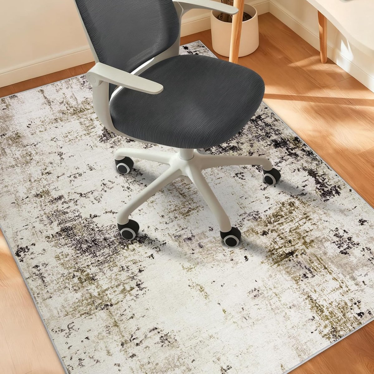 Stoelmatten voor hardhouten vloer 90 x 120 cm computerstoelmat voor thuis en op kantoor vloermat voor bureaustoel antislip rubberen matten (taupe)