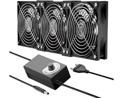 3 x 120mm PC-ventilator, behuizingsventilator met snelheidsregeling (900 tot 2750 RPM), 12V ventilator, 120mm ventilator, borstelloze koeling behuizingsventilator voor PC, computer, laptop, TV-box