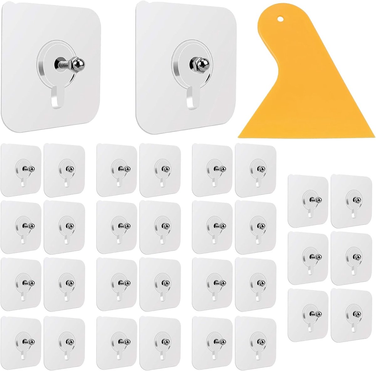 30 stuks zelfklevende zelfklevende zelfklevende plakhaken set zware fotohangers met schraper transparant waterdicht geen nagelpons gratis wandgemonteerde schroefhaken voor fotolijsten en