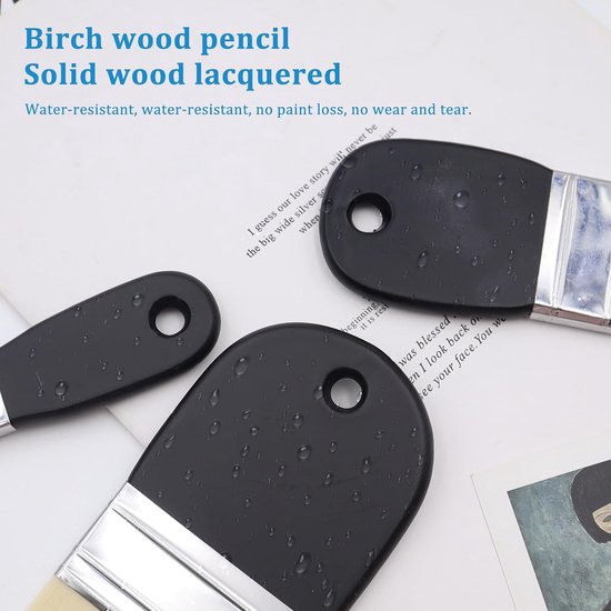 3 stuks platte paddlekwasten, 3 maten, zachte nylon platte kwast, brede houten handgreep, aquarel, acrylverf, platte kwast, peddel voor acrylschilderen, aquarel, gouache, olieverf, lak — afbeelding 5