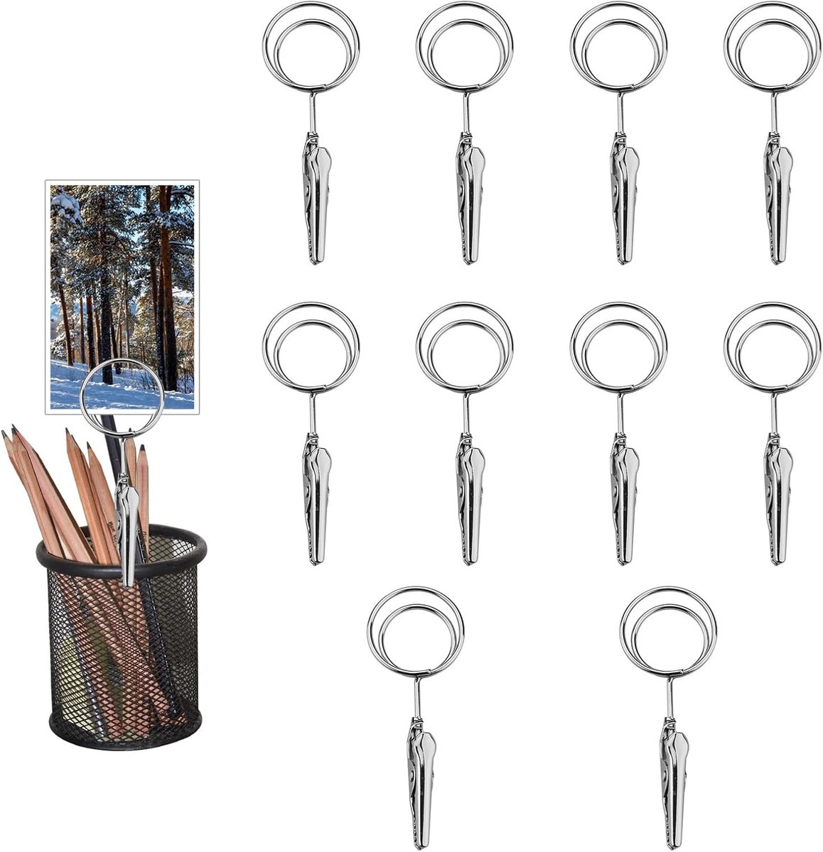 10 stuks dubbelzijdige clips fotohouder, krokodillenklemmen metalen klemmen voor foto, plaatskaart, memo, notitie, tafelnummer, prijskaartje, banket, bruiloft, 7 cm