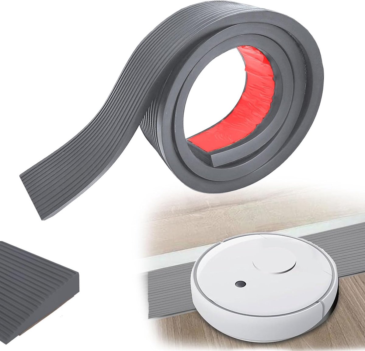 drempelhellingen voor de deur, 90 x 8 x 3 cm, PVC rolstoelhelling, antislip oppervlak, rubberen oprijdende oprit voor rolstoel, kinderwagen, rollator of e scooter (grijs)