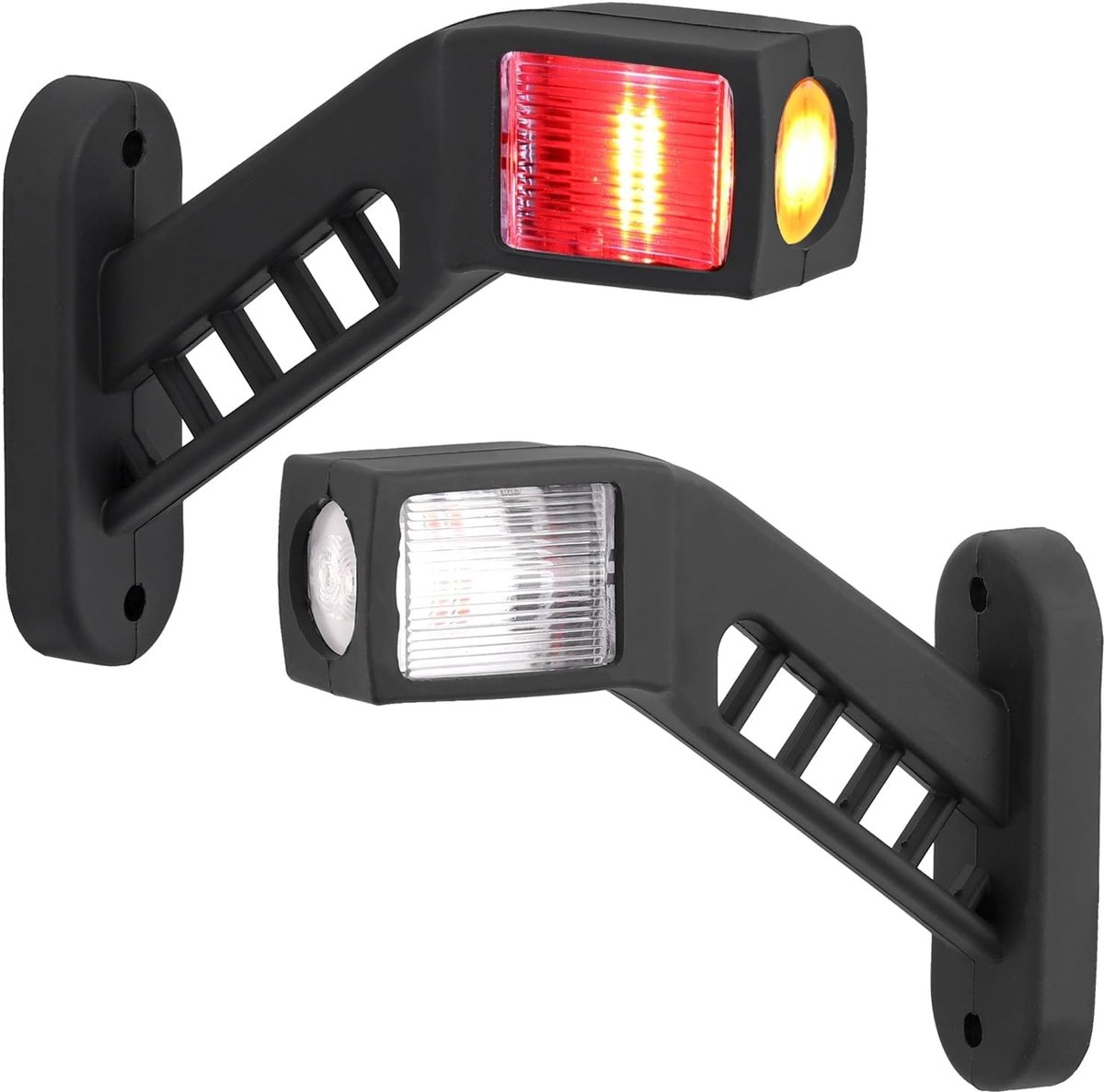 2 Stuks Side Marker Lichten LED Outline Marker Lights 12/24 V Trailer Side Lamp 3 Zijden Waarschuwing 6LED 3 Kleuren ECE-Goedgekeurd Waterdicht IP65 Lengte 140 mm voor Truck RV Caravan