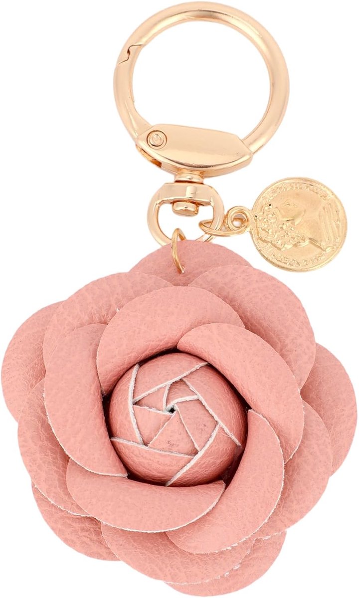 Sleutelhanger in de Vorm van een Roos, Elegante PU Leren Tasbedel in de Vorm van een Roos Accessoires voor Sleutels en Tassen
