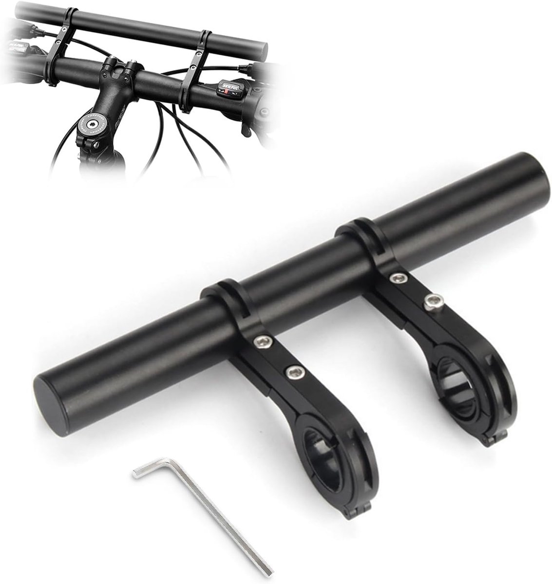 20 cm, stuuruitbreiding met inbussleutel, compatibel met 25-34 mm stuur, van robuuste aluminiumlegering, ideaal voor GPS, mobiele telefoonhouder, camera, zaklamp, knipperlicht, K