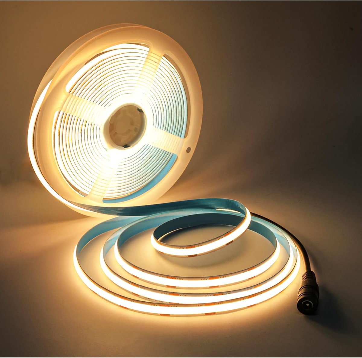 Ledstrip COB 12V, 5 Meter Lichtstrip 480 LEDs/M Warm Wit 3000K Neon Licht Flexibel Super Helder LED Strip Lights met DC-aansluiting voor Feest Toonbank Rek Wooncultuur