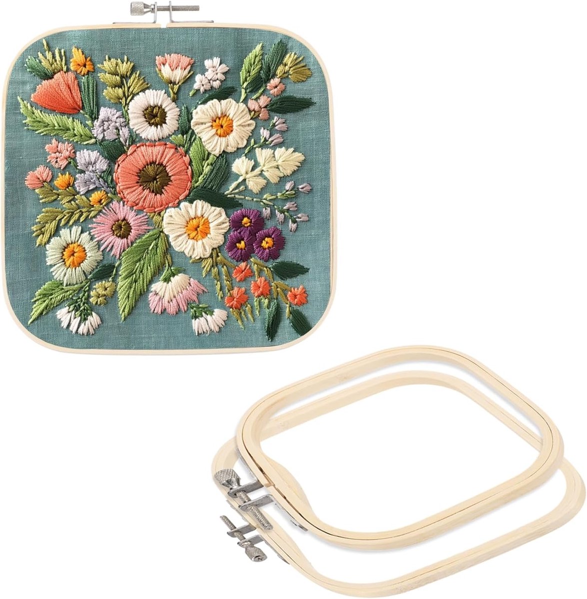 3 stuks, 3 maten, vierkante borduurringen, verstelbare bamboe kruissteek hoepels, ring, borduurframe, punch, naald-hoepel voor naaien, handwerk, doe-het-zelf naaien, knutseldecoratie